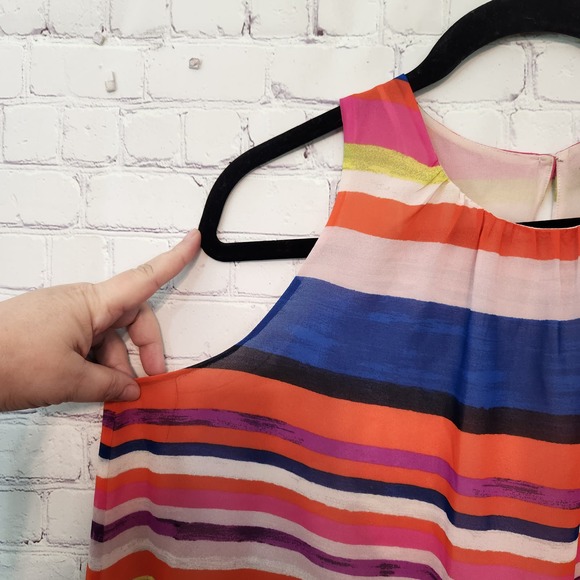 Vince Camuto Multicolor Sleeveless Striped Blouse Flowy Tank Top Women's L - Picture 5 of 7